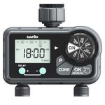 RAINPOINT Programmable Water Timer for Garden Hose, Hose Time with Rain Delay & Manual Watering, Sprinkler Timer for Yard, 2 Outlet