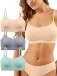 Livona 3 Pack Sports Bras for Women- Wireless Soft Workout Bra, Padded Fitness Bralette, Comfort Crop Cami Tank S-XXL