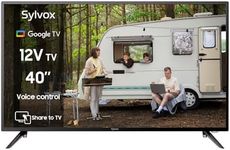 SYLVOX 40" 12V TV for RV, 12-24V DC/110V AC Powered Smart Television, 1080P FHD Google TV with Voice Assistant, WiFi Bluetooth, for Camper Truck Marine & Home