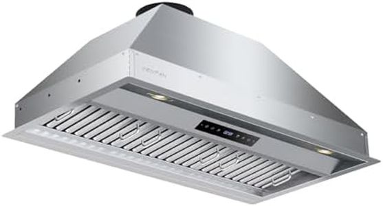 VENFAN 1200 CFM 36 Inch Built-In/Insert Range Hood, Stainless Steel Convertible Ducted/Ductless Vent Hood with 8-Speed Gesture Control & Touch Panel, Dishwasher-Safe Filter