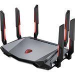 MSI RadiX AXE6600 WiFi 6E Tri-Band Gaming Router - Fast WLAN up to 6600 Mbps (6GHz, 5GHz, 2.4GHz Wireless), AI QoS Priority, MU-MIMO, Beamforming, WPA3, 2.5G WAN/LAN & 4 x 1G LAN Ports - RGB