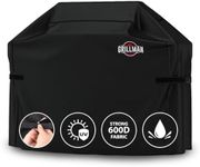 Grillman Grill Cover, Gas BBQ Cover fits Weber BBQ, Brinkmann, Char Broil, Outback & more - Large BBQ Cover Waterproof, Heavy Duty, Windproof, Rip-Proof & UV Resistant (163L x 61W x 122H cm, Black)