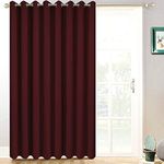 Yakamok Extra Wide Blackout Curtain for Sliding Glass Door, Grommet Thermal Insulated Room Divider Curtain 100W x 84L inch, Room Darkening Patio Curtain,8.3ft Wide x 7ft Tall, 1 Panel,Burgundy Red