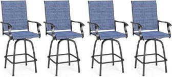 MFSTUDIO 4 PCS Outdoor Swivel Bar Height Stools, Patio Bar Height Chair Breathable Sling Fabric, All-Weather Resistant, Nave Blue