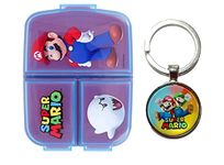 OM SUPPLIES Mario Reusable Sandwich Lunch Box 3 Multi Compartment Kids Children School Includes Mario Keychain (Mario)