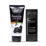 OxyGlow Herbals 7 in one Charcoal Face Wash-100g| Deep Exofilation| Removes Blackheads & Whiteheads| Pore Cleansing Face wash|Spots Reduction|Nature Charcoal|Dark Spots & Marks Removal|Remove Excess Oil|Remove Dirt|All Skin Type|Long Protection|Clean & Healthy Skin & Activated Charcoal Black Mask for Skin Glow, 50ml, Net weight - 150g