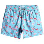 MaaMgic Mens Swim Trunks with Mesh Lining Quick Dry Mens Bathing Suit Shorts,Flamingo-3,Small