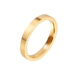 ANAZOZ Wedding Rings Men Engraved,Gold Stainless Steel Jewelry for Men Round Simple Gold 3mm Circumference 60(19.1)