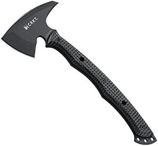 CRKT Kangee Tomahawk with Sheath: T-Hawk with Spike, Black Powder Coated High Carbon Blade, Checkered Handle Scales, Molle Compatible Sheath 2725