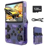 CEOFAVO R36S Retro Handheld Game Console, Retro Gaming Console with 3.5 Inch Screen, 128GB TF Card Built-in 20,000+ Classic Games, Portable Gaming Console with Linux System, 3500mAh Battery (Purple)