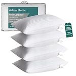 Adam Home Pillows 4 Pack Hotel Quality Pillows Side Sleeper Bounce Back Bed Pillow Hypoallergenic & Anti Dust Mite Resistant Premium Filled Hotel Pillows Pack of 4