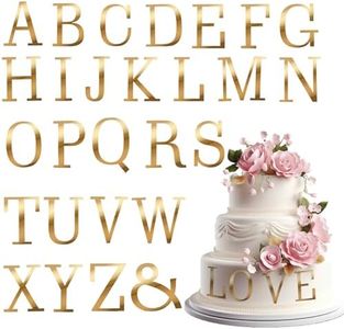 27 Pcs Acrylic Cake Toppers, Gold Letters Cake Topper, DIY Custom Cake Topper, Personalized A-Z Alphabet Decoration for Cake, Name Cupcake Toppers for Wedding Anniversary Baby Shower Birthday Party