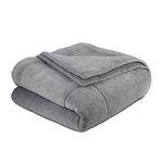 Vellux Twin Plush Lux Warm Blankets - All Season Blankets - Lightweight Quilted Blanket Twin Size - Ultra Soft Luxury Hotel Blanket - Box Stitched Blanket (Twin, Grey)