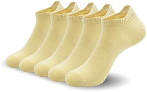 SERISIMPLE Women Ultra Thin Socks Viscose Bamboo Low Cut No Show Ventilating Low Ankle Anti Odor Arch Support Mesh Socks 5 Pairs (l, Yellow)