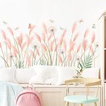 Wall Decals Dandelion Butterflies Wall Stickers Peel and Stick Flower Wall Decals Removable Floral Wall Stickers Art Murals for Living Room Kids Bedroom Sofa Backdrop TV Wall Decor