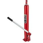 VEVOR Hydraulic Long Ram Jack, 12 Tons/26455 lbs Capacity, with Single Piston Pump and Flat Base, Manual Cherry Picker with Handle, for Garage/Shop Cranes, Engine Lift Hoist, Red