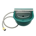 Achicklead Plastic Automatic Water Bowl with Stainless Steel lid, Livestock Waterer for Cattle Horse Goat Sheep Dog, Water Trough Bowl with Float Valve (39.37 Inch Pipe)