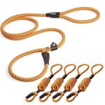 Fida Durable Slip Lead Dog Leash Bulk Pack of 5, Heavy Duty 1/2" x 6 FT Comfortable Strong Rope Slip Leash for Large, Medium & Small Dogs No Pulling Pet Training Leash with Highly Reflective (Orange)