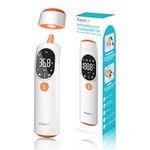 Thermometer Forehead and Ear Thermometer Digital Infrared Thermometer Baby Thermometer Accurate 1s Measure 40 Set Memory Mute Mode LED Screen for Adults Kids Fever Alarm with Storage Bag White Orange