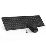 Wireless Keyboard and Mouse Set, seenda Full Size Ultra Slim Quiet USB Wireless Keyboard and Mouse QWERTY UK Layout with Numeric Keypad for Windows PC, Laptop, Computer, Black