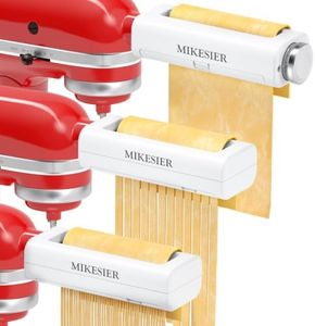 3 Pieces Pasta Maker Attachment for Kitchenaid Stand Mixers, Noodle Maker 3 PCs Set of Pasta Roller Fettuccine Cutter Spaghetti Cutter, Pasta Attachments Accessories with Cleaning Brush