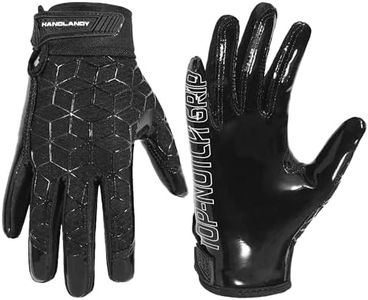 HANDLANDY Youth Football Gloves Sticky Ultra Stick Silicone Grip Receiver Glove, Breathable Stretch Adjustable Kids Football Gloves,Great Gift Boys Girls