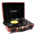 CLAW Stag Portable Vinyl Record Player Turntable with Built-in Stereo Speakers (Brown)