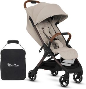 Silver Cross Clic 2 Compact Stroller with Travel Bag – Foldable, Lightweight, Latte