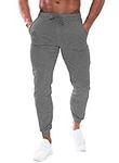 HOOD CREW Men’s Joggers Slim Fit Sweatpants Casual Running Sports Trousers with Pockets Dark Grey