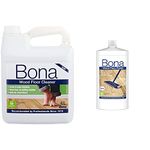 Bona Wood Floor Cleaner Liquid Refill - 4 Litre Refill Bottle & Wood Floor Polish Gloss- 1Lit - WP511013011