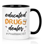 YHRJWN Pharmacist Gifts, Educated Drug Dealer Mug, Pharmacist Gifts for Women Men, Pharmacist Mug, Christmas Gifts for Pharmacist, Pharmacy Student Graduation Gift, 11 Oz