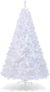 COSTWAY 6Ft-Artificial-PVC-Christmas-Tree-W-Stand-Holiday-Season-Indoor-Outdoor-White