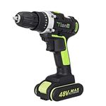 N / A Cordless Rechargeable Drill Electric Screwdriver Speed Variable Power Driver Built-in LED Light with Li-Ion Battery (Green | UK Regulations, 48V | 80W)