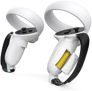 AMVR Touch Controller Grips for Oculus Quest 2 - Adjustable Leather Hand Straps with Battery Door Open Accessories, Meta Quest2 Elastic Handband Anti Throw, Relax Hands Enhance Holding