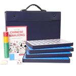 ZGME Chinese Mahjong Set, Professional Mah-Jongg Game Set, Complete Traditional Mah Jongg with 146 Large Numbered Melamine Tiles(1.5’’,Blue), Blue Carrying Case (Majiang, Ma Jong, Maj Jong,中式麻將)