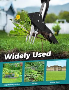 YISSVIC Stand-Up Weed Puller – Stainless Steel 4-Claw, Telescopic Root Remover, Adjustable Non-Slip Handle, Blue