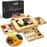 SMIRLY Charcuterie Boards Gift Set: Large Charcuterie Board Set, Bamboo Cheese Board Set - Unique Mothers Day Gifts for Mom - House Warming Gifts New Home, Wedding Gifts for Couple, Bridal Shower Gift