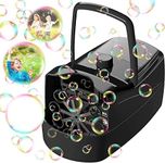 Portable Bubble Machine for Kids, Automatic Bubble Maker Toy, 2 Speed Settings, Operated by Plug-in or Batteries, Bubble Blower for Parties Wedding Indoor Outdoor-Black