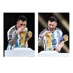 Messi Wall Sticker - Messi World Cup Wall Sticker - Messi World Cup Set of Two Wall Poster Sticker - Messi with World Cup Wall Poster - 300GSM - Glossy - Strong Adhesive - starxdecals