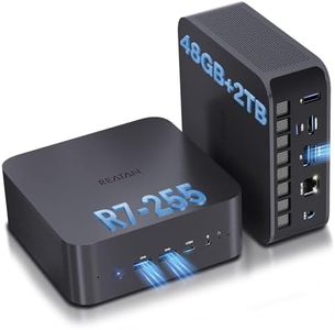 Reatan Mini PC Gaming OCuLink Radeon 780M 2600 MHz AMD Ryzen 7 255(Upgraded 8745HS) 48GB DDR5 2TB SSD RAM, Mini Computers, Built-in Dual Speakers, 2.5Gbps LAN,HDMI 2.1, 8K USB 4.0 Wi-Fi 7/BT5.4