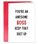 Hilarious Boss’s Day Card for Boss, You’re Awesome Boss Card from Employee Staff, Boss Greeting Card for Manger