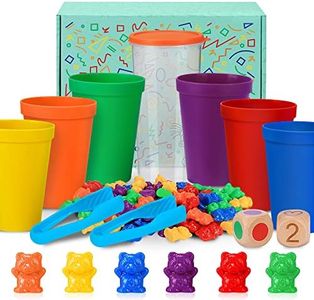 Japace Contar con los Osos de Colores Coordinados,Osos de Colores Coordinados con Vasos Apilables,Infantil Juguetes Montessori Clasificación,Juguetes Educativos 3 años,Juego de Combinación de Colores