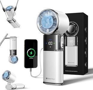 SP Space Player Ventilateur Portable à Refroidissement Rapide · Ventilateur à Main Rechargeable 9000mAh · 100 Niveaux · Câble Type-C Intégré · Écran LED · Inclinable 135° - Blanc