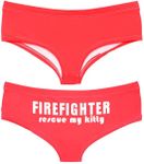 Southern Sisters Funny Women's Firefighter Panty Rescue My Kitty Novelty, Red, Medium