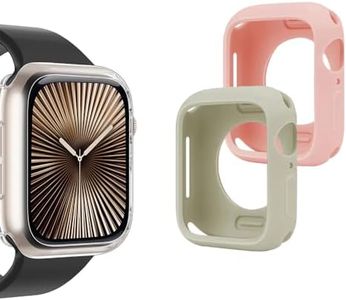 U191U 2 Pack Bumper Case for Apple Watch, Ultra Thin Soft TPU Shockproof Case Cover Bumper Protector for iWatch Accessories (No Screen Protector) (Starlight+Pink, 45mm Series 7/8/9)