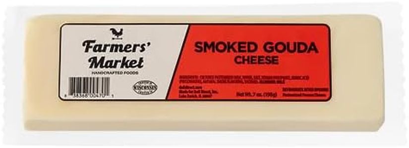 Farmers' Market Smoked Gouda Cheese Block, 7oz, Made From Wisconsin Cheddar, All Natural Cheese Snack, Perfect for Slicing and Shredding, 1pk