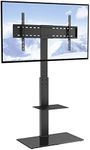 VEVOR TV Stand Mount, Swivel Tall TV Stand for 32 to 85 inch TVs, Height Adjustable Portable Floor TV Stand with Tempered Glass Base for Bedroom, Living Room