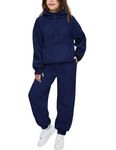 Arshiner Girl's 2 Piece Outfits 2024 Long Sleeve Half Zip Sweatshirt Hoodie and Sweatpants Jogger Sets Activewear