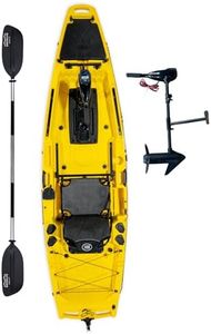 Brooklyn 10.5 Pro Motorized Fishing Single Kayak by BKC, Solo Sit-on-Top Angler Kayak with Trolling Motor, Paddle & Aluminum Frame Seat