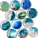 Qualsen 12Pcs Glass Fridge Magnets Refrigerator Magnets,Small Magnets, Cute Magnets for Fridge Magnets for Adults, Strong Magnets for Whiteboard, Decoration for Office School Kitchen Cabinet (Ocean)